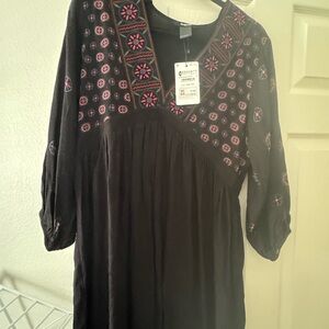 Desigual Black Tunic with Colorful Embroidery